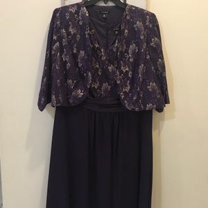 LeBos 2-Piece Embroidered Midi Length Jacket Dress